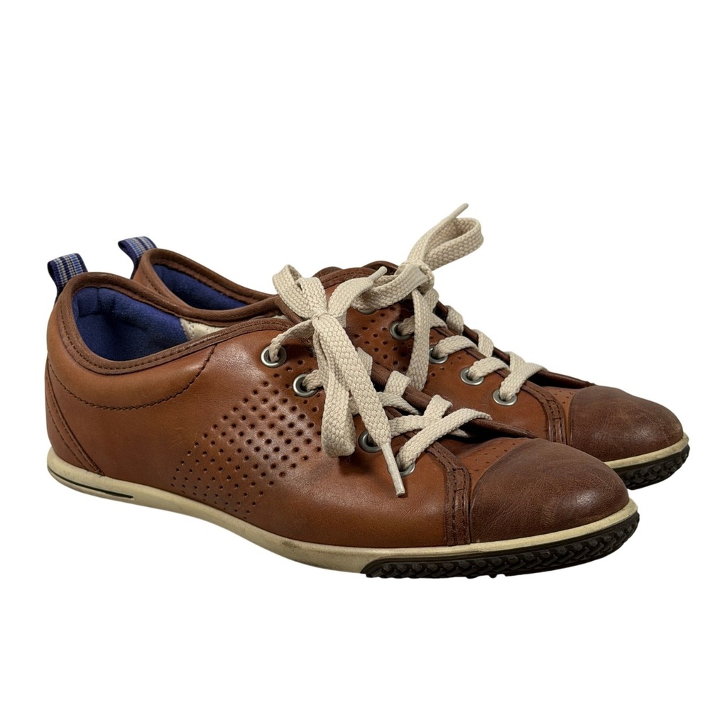 ECCO Brown Leather Low Top Sneakers Womens EU 38‎ Lace Up Shoes Portugal